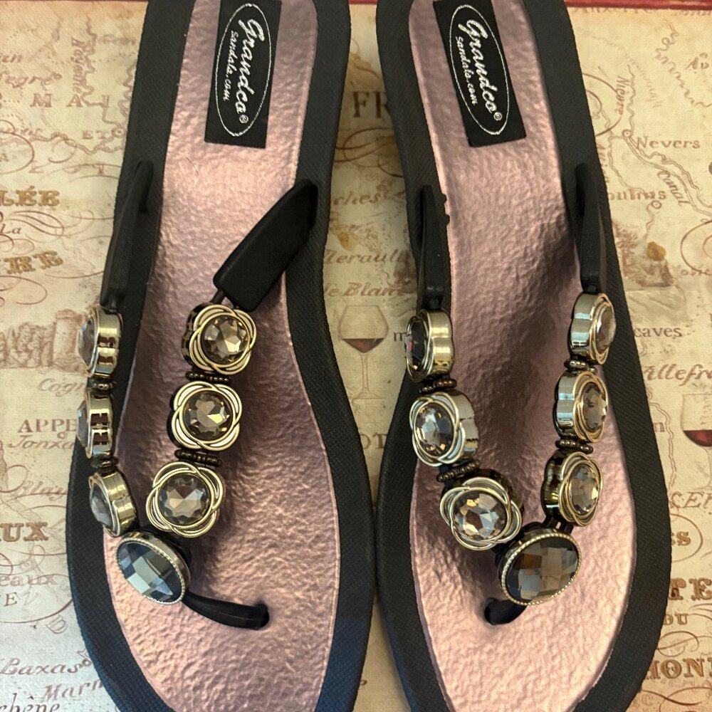 Grandco Bejeweled Thong Sandals
